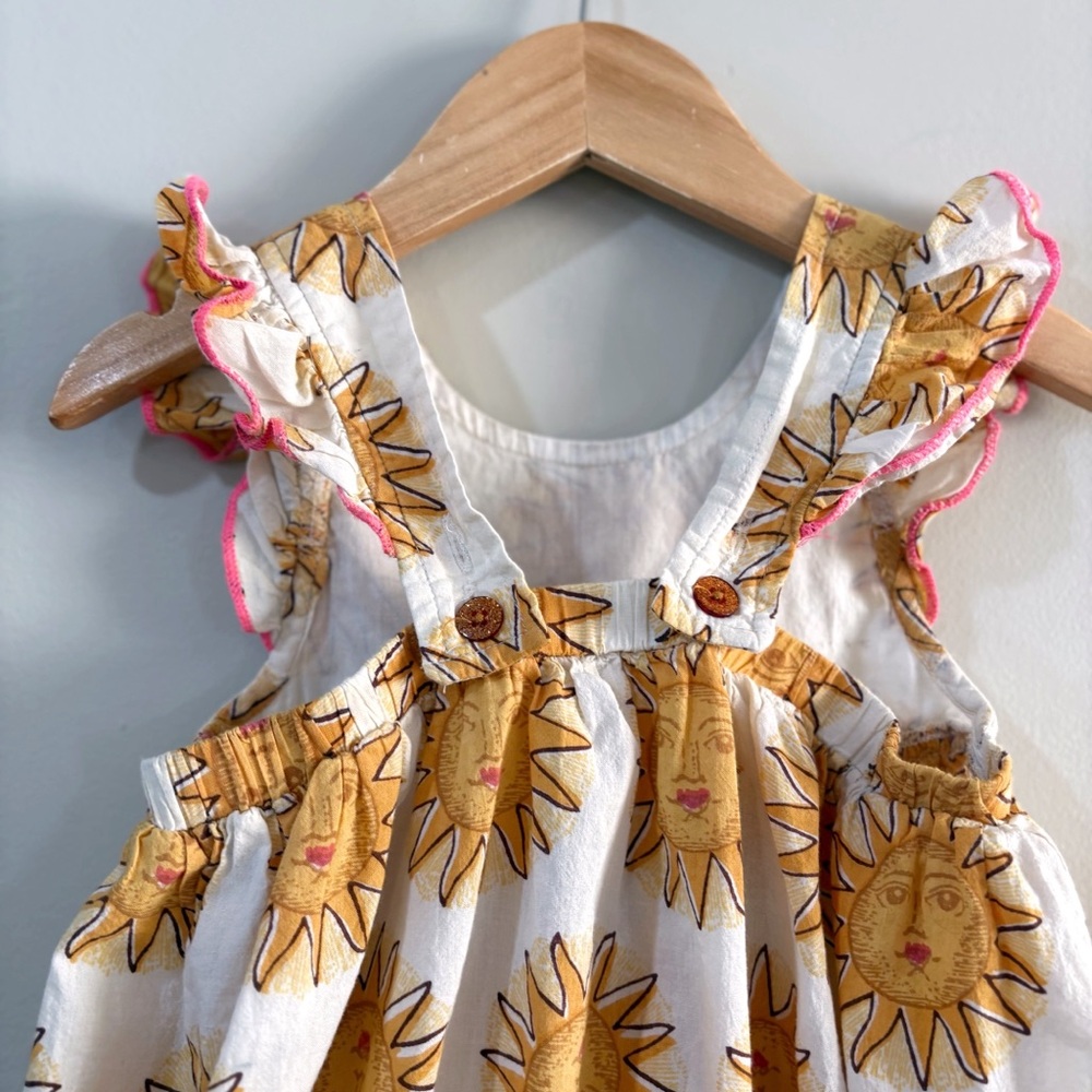 Pink Chicken Baby Romper 12–18M Sun Print Bubble Outfit 100% Cotton - Picture 3 of 6